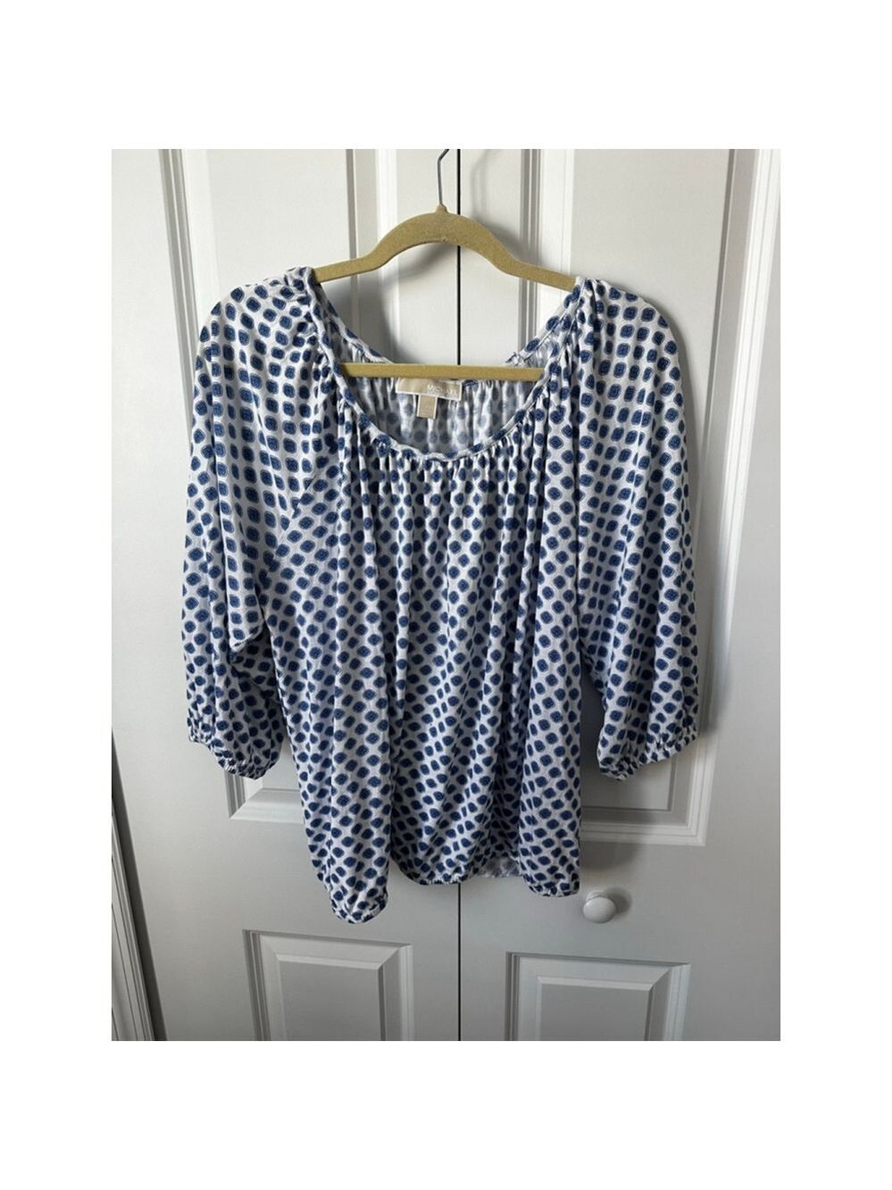 Michael Kors Blouse XXL White Blue Pattern